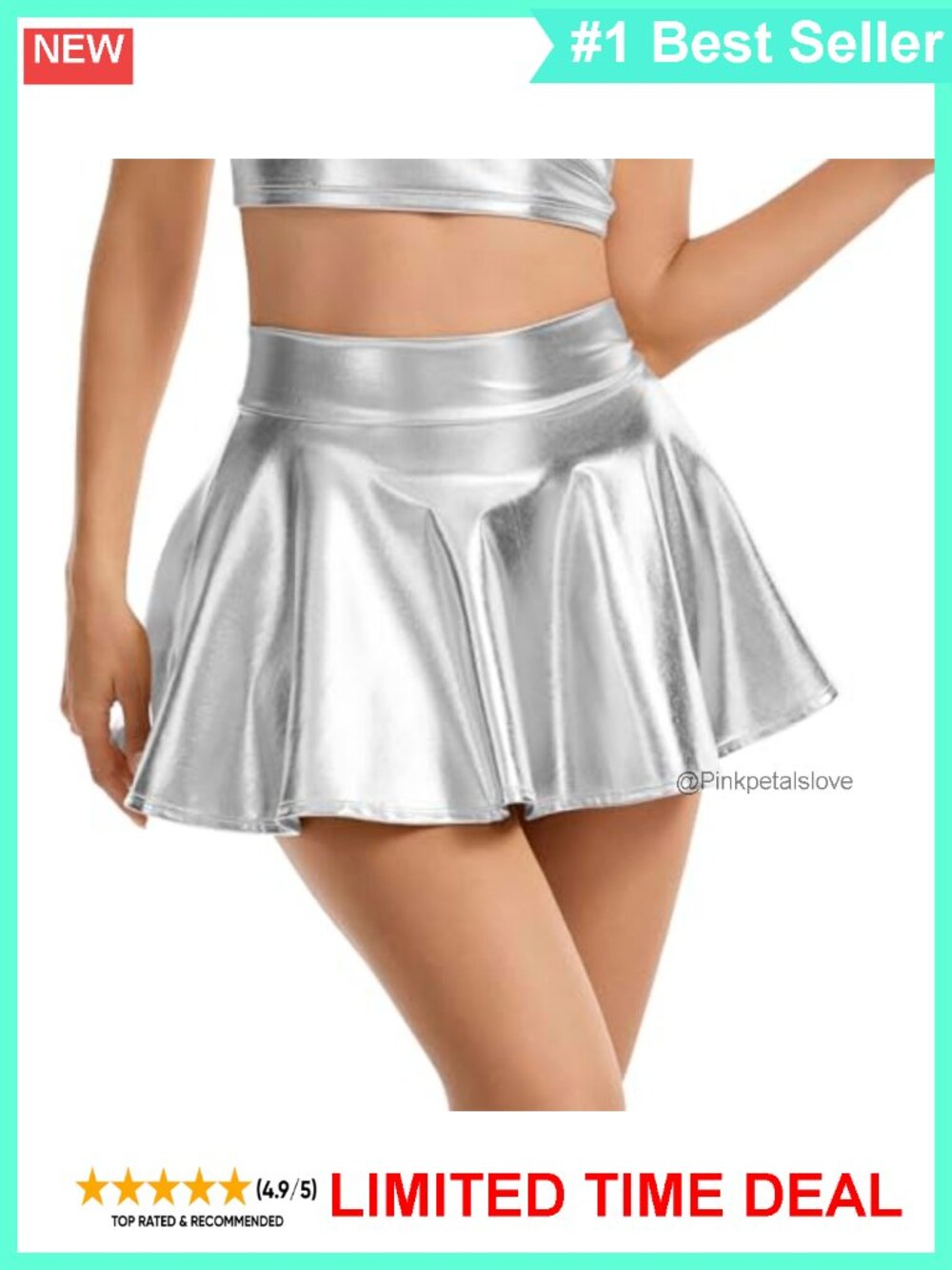 Metallic Mini Skirt Pleated Skater Rave Festival Party